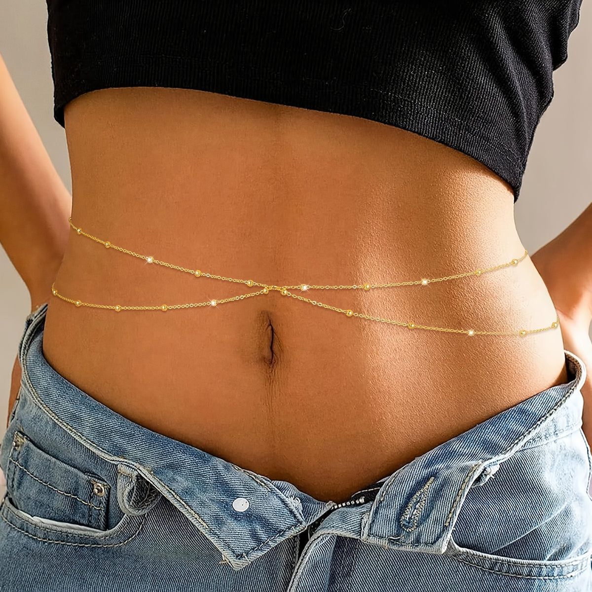 Women's Layered Beaded Stackable Body Chain Waist Ornament