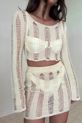 Women's Ladder Knit Top and Micro Mini Skirt Set S5309SET_2