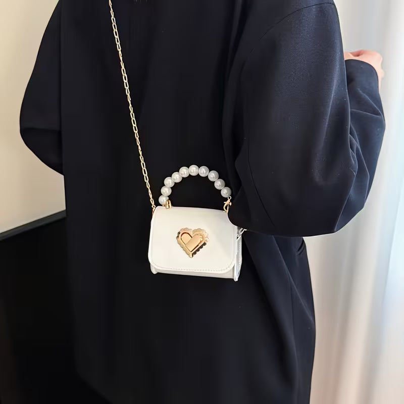 Women's Laser Sequin Crossbody Bag Heart Lock Shoulder Handbag Trendy