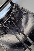 Women's Gradient Rhinestone Denim Skirt CHICJX4KSH1-5522