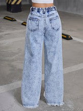 Women's Distressed Wide Leg Jeans RTM551