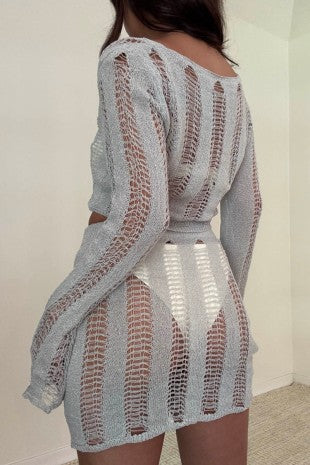 Women's Ladder Knit Top and Micro Mini Skirt Set S5309SET_2