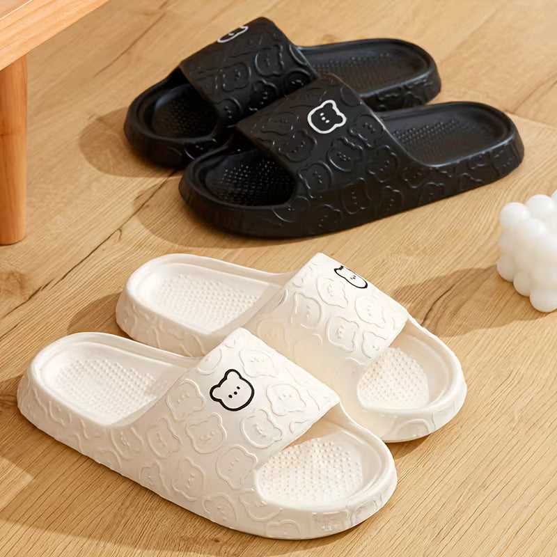 Unisex Breathable Cute Bear Soft Indoor Bathroom Slippers