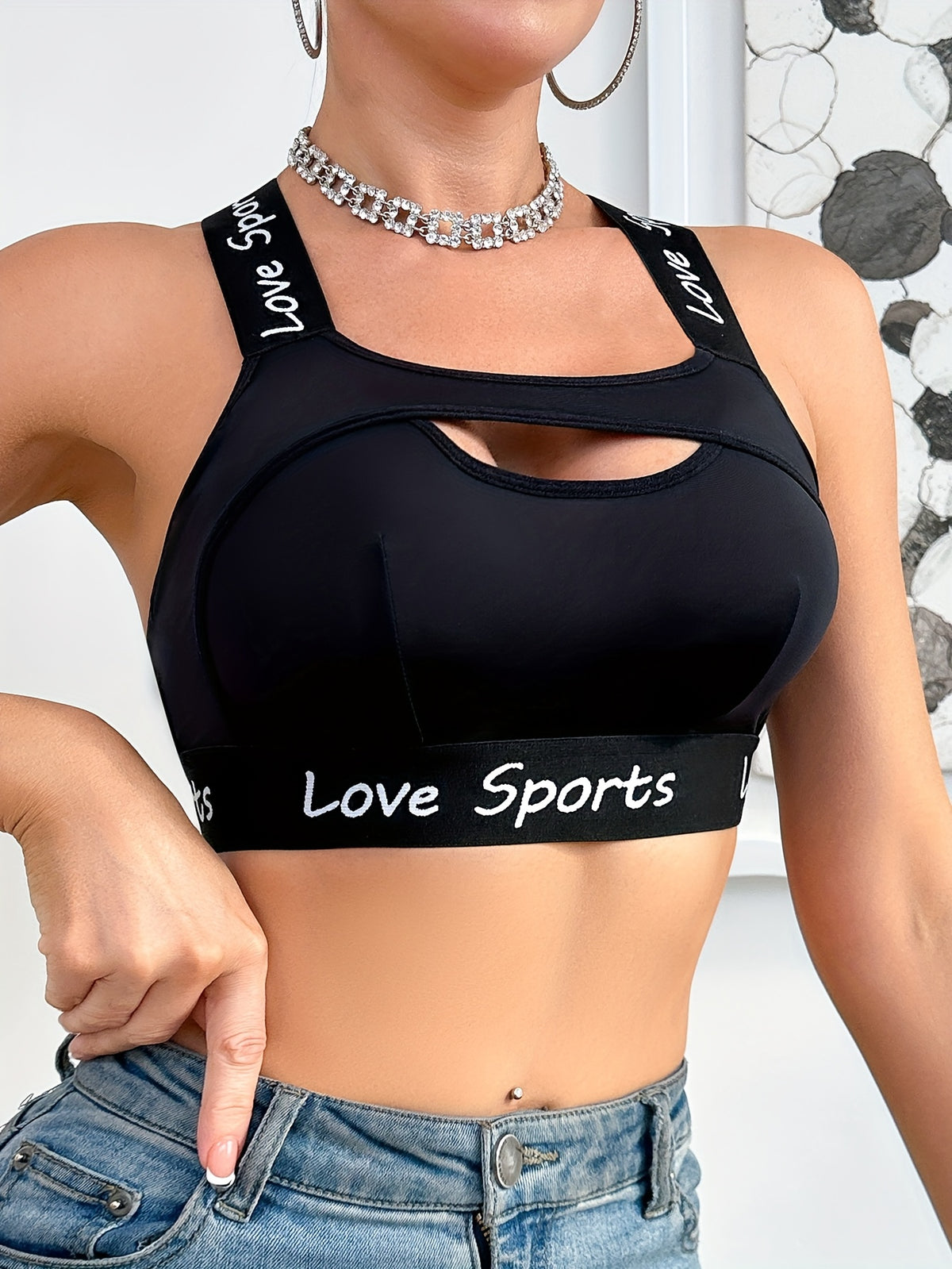 Women's High-Elasticity Breathable Wireless Racerback Yoga Sports Bra
