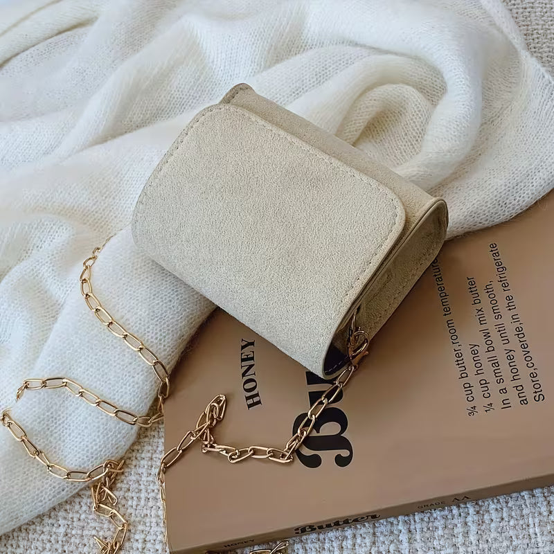 Women's Plush Small Square Crossbody Bag Solid Color Trendy Shoulder Purse