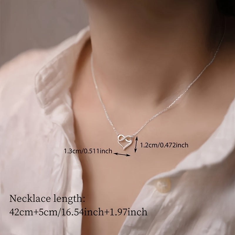 Women's Heart Infinity Pendant Necklace Sparkling Synthetic Zirconia Jewelry
