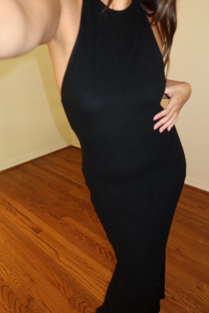 Women's Rib Full Length Halter Dress S6049D_A