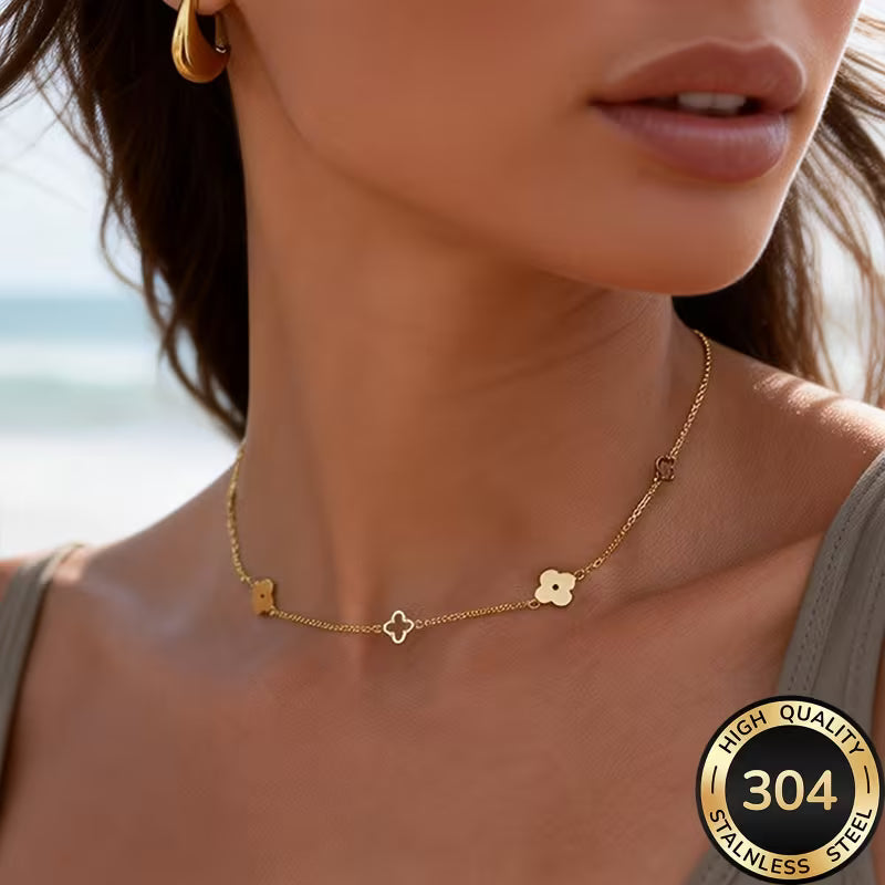 Women's Minimalist Floral Collarbone Chain Elegant Golden 606162573456529
