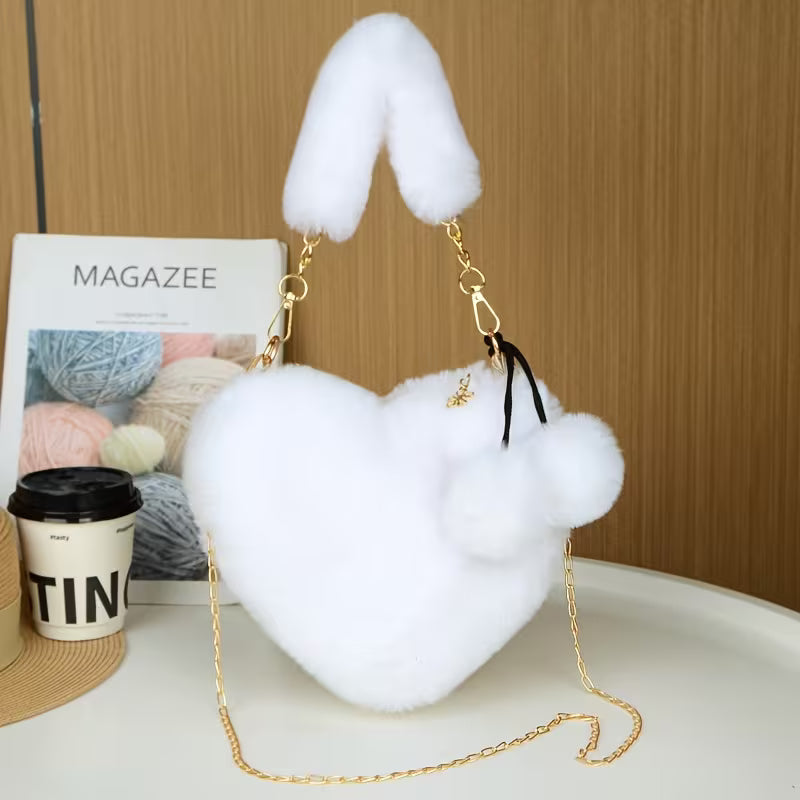 Women's Plush Heart Shoulder Bag Fashion Autumn Winter