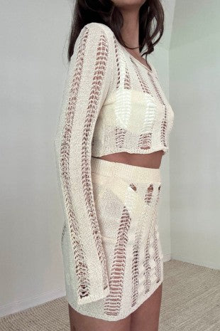 Women's Ladder Knit Top and Micro Mini Skirt Set S5309SET_2