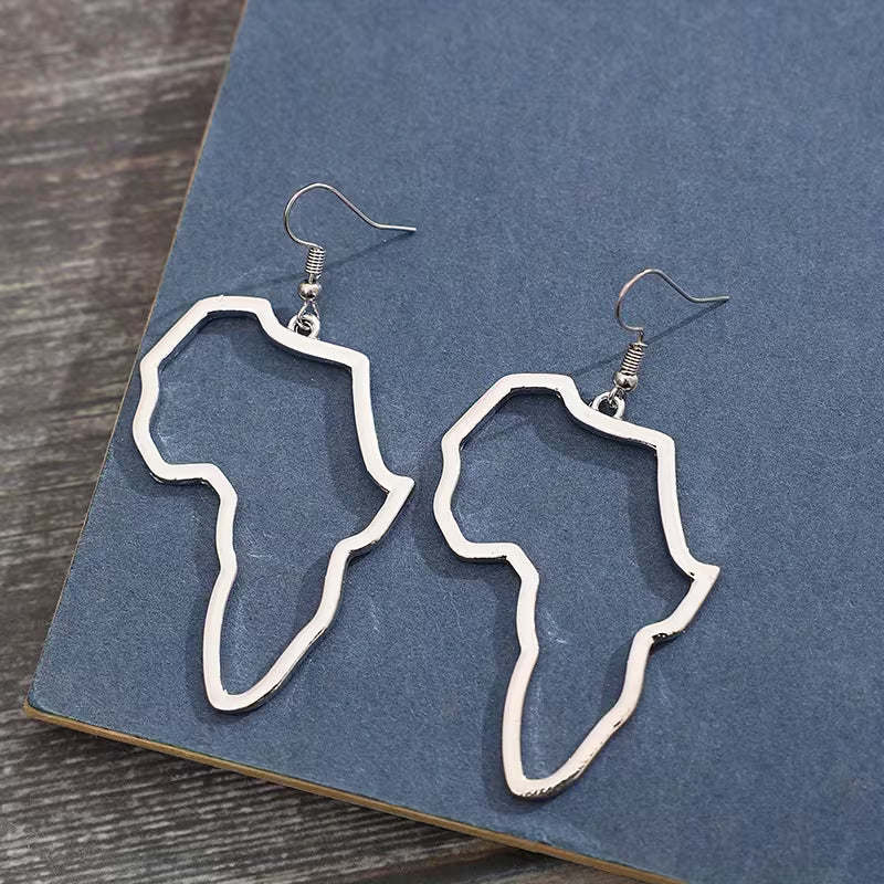Women's African Map Drop Earrings Vintage Zinc Alloy Jewelry