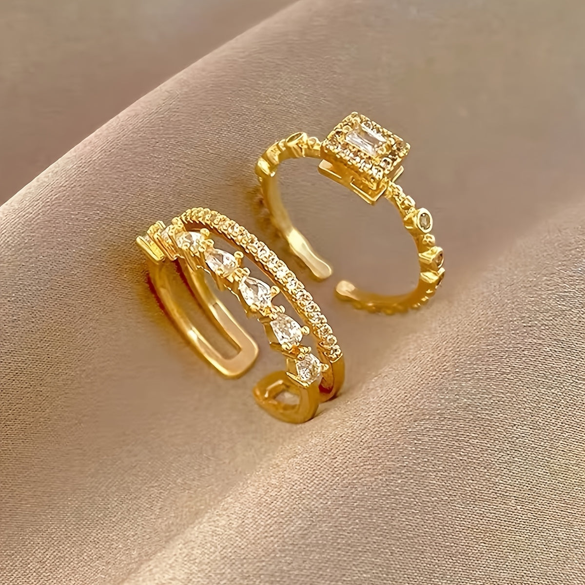 Women's Fashion Ring Set Geometric Leaf Cubic Zirconia 605531464899321