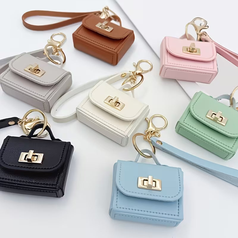 Women's PU Leather Mini Bag Keychain Stylish Coin Purse Accessory