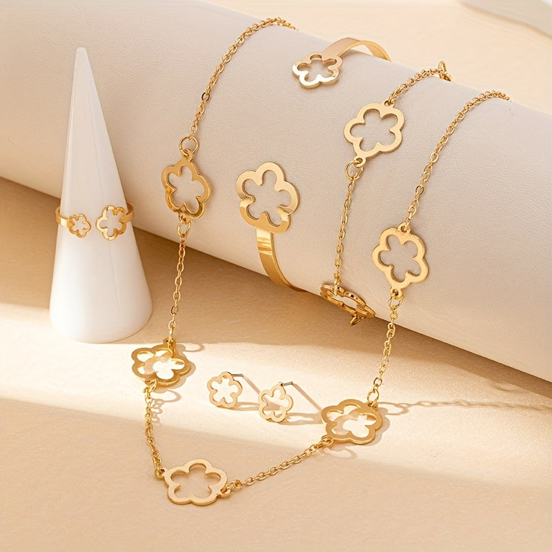 Women's Hollow Clover Jewelry Set Elegant Fashion