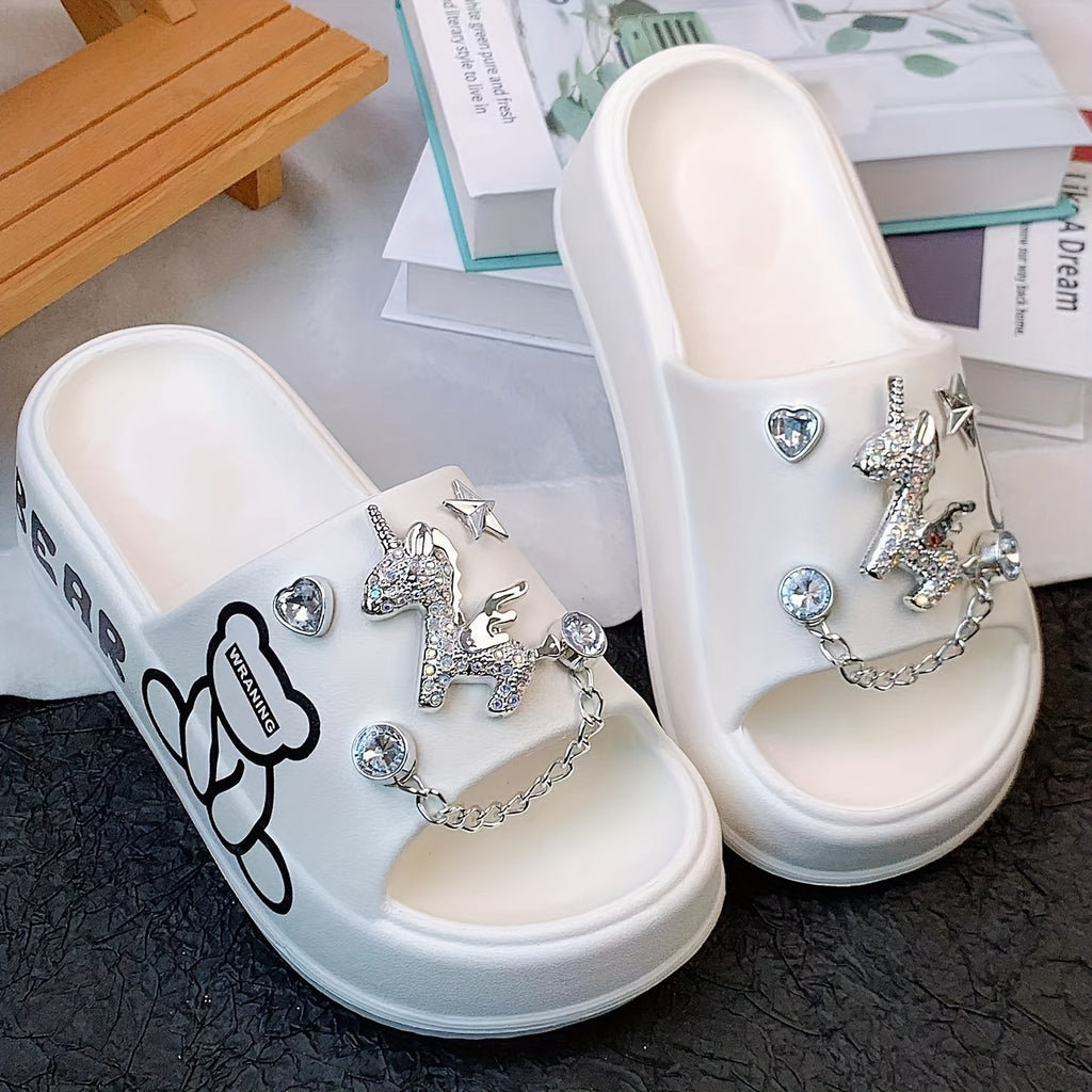 Women's Colorful Pony Slide Slippers Lightweight Casual Beach Sandals