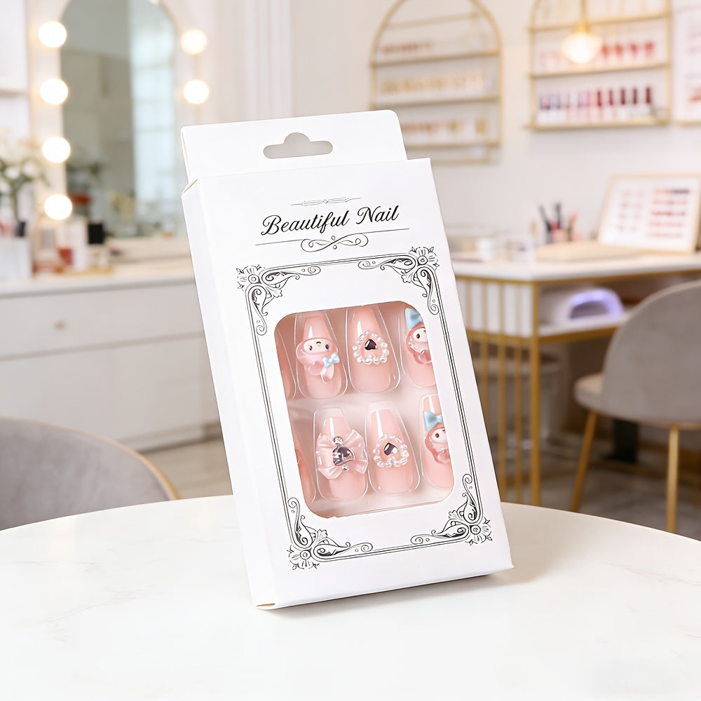 Cute Pink Ballet Press on Nails False Nail Set 24 Pieces