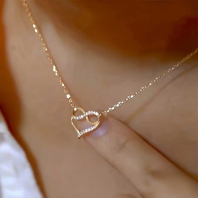 Women's Heart Infinity Pendant Necklace Sparkling Synthetic Zirconia Jewelry