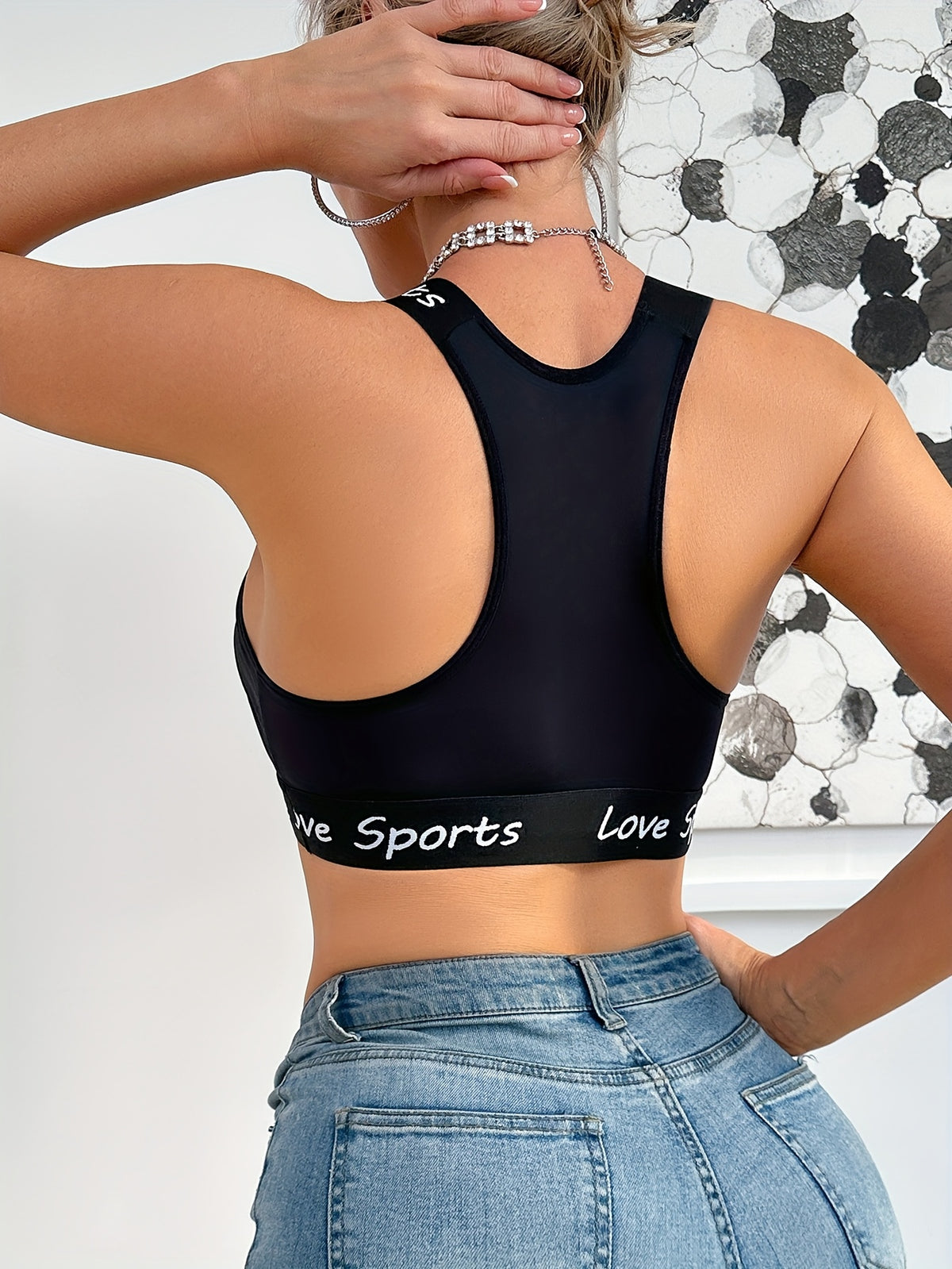 Women's High-Elasticity Breathable Wireless Racerback Yoga Sports Bra