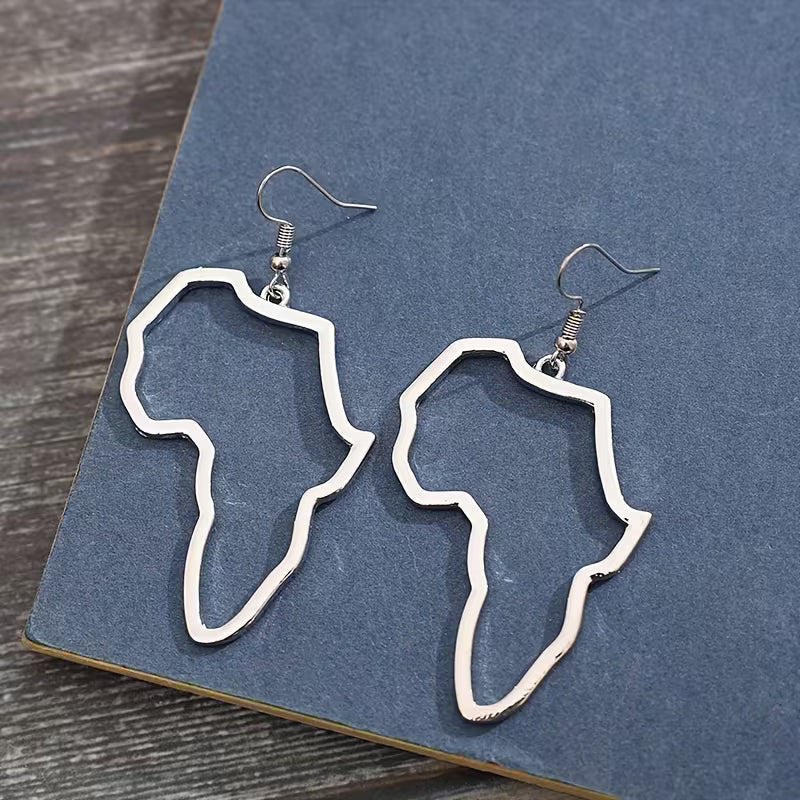 Women's African Map Drop Earrings Vintage Zinc Alloy Jewelry