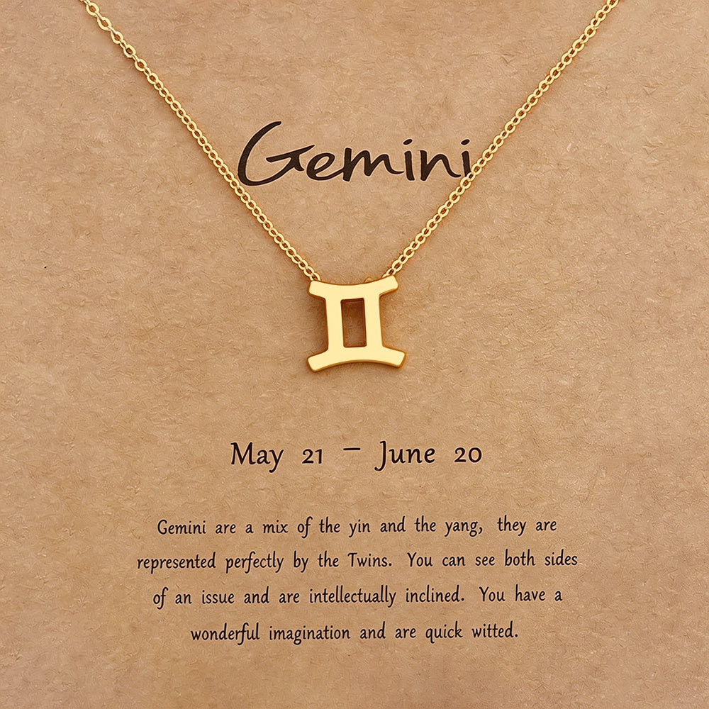 Women's Zodiac Constellation Pendant Necklace Elegant Stainless Steel Jewelry