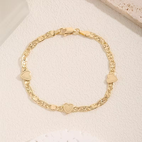 Unisex 14K Gold Plated Cuban Chain Charm Bracelet Romantic Gift