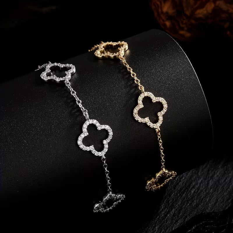 Women's Elegant Hollow Four-Leaf Flower Adjustable Bracelet