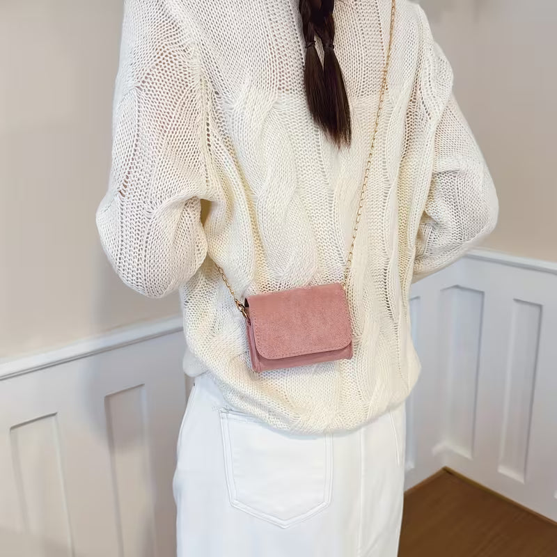 Women's Plush Small Square Crossbody Bag Solid Color Trendy Shoulder Purse