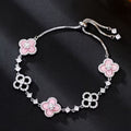 Women's Lucky Clover Charm Adjustable Rhinestone Bracelet Jewelry