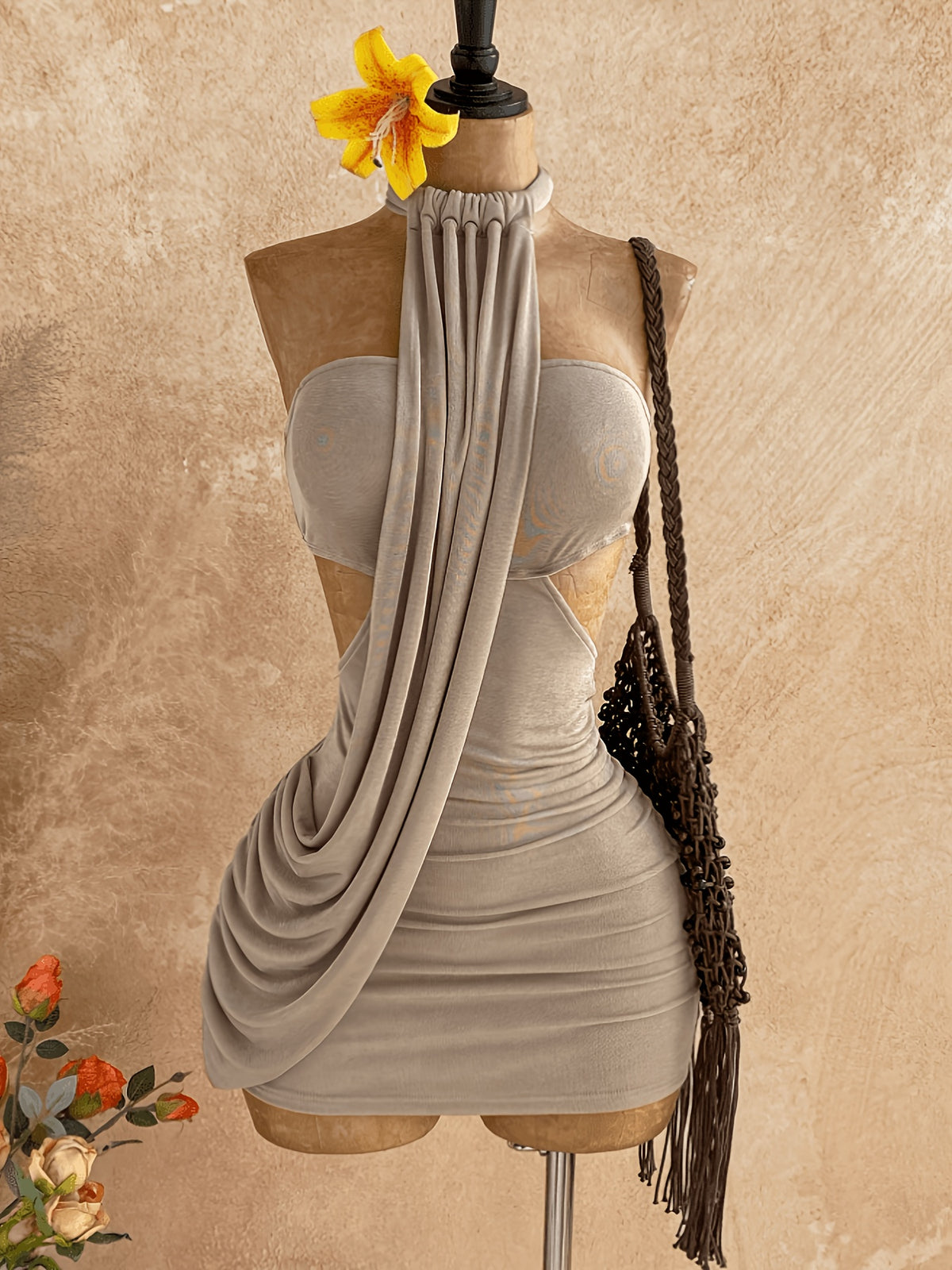 Women's Bohemian Off-Shoulder Asymmetrical Mini Dress Elegant Party
