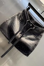 Women's Gradient Rhinestone Denim Skirt CHICJX4KSH1-5522