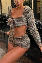 Women's Knitted Shorts Set BKSN-3063