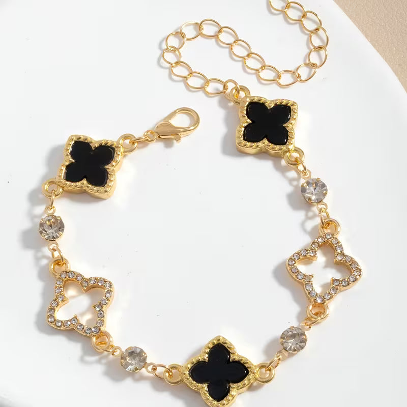 Women's Hollow Clover Bracelet Elegant Metal Charm Jewelry
