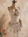 Women's Bohemian Cut-Out Neckline Ruffled Hem Tassel Dress