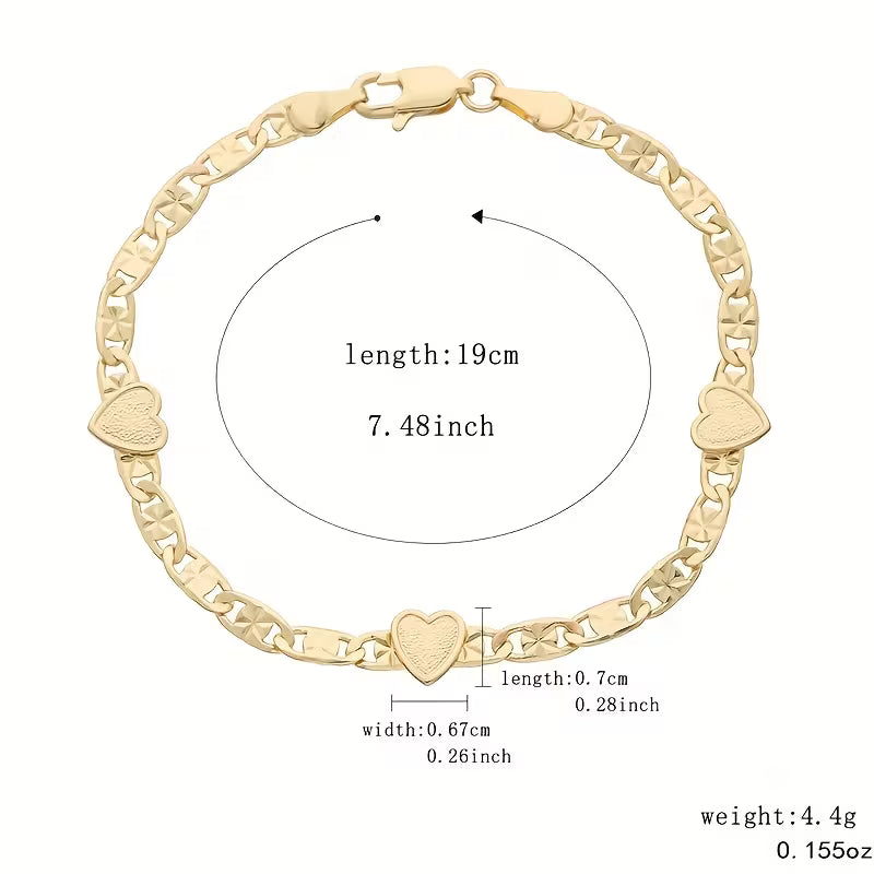 Unisex 14K Gold Plated Cuban Chain Charm Bracelet Romantic Gift