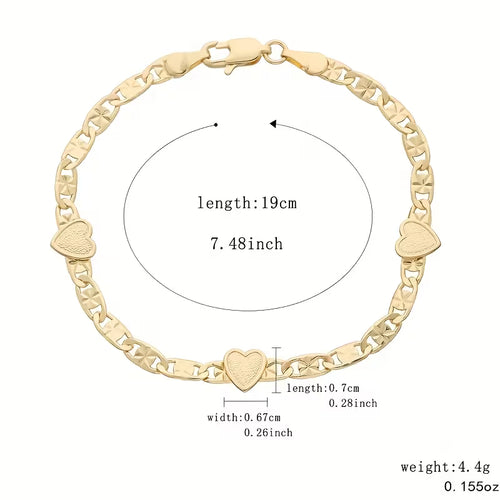 Unisex 14K Gold Plated Cuban Chain Charm Bracelet Romantic Gift