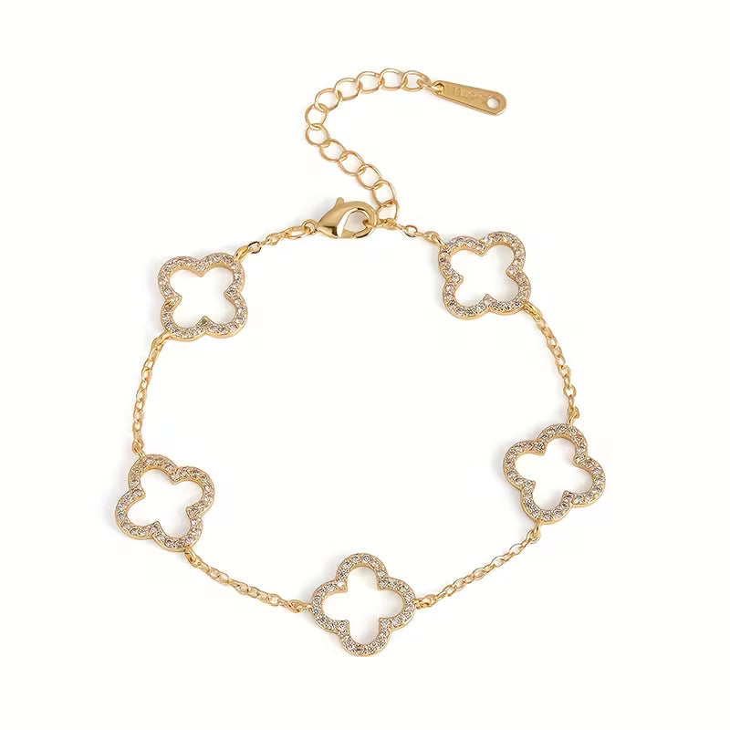Women's Elegant Hollow Four-Leaf Flower Adjustable Bracelet