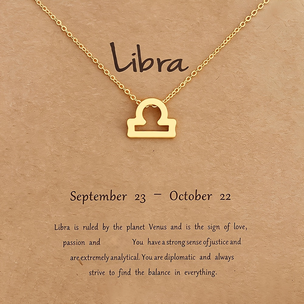 Women's Zodiac Constellation Pendant Necklace Elegant Stainless Steel Jewelry