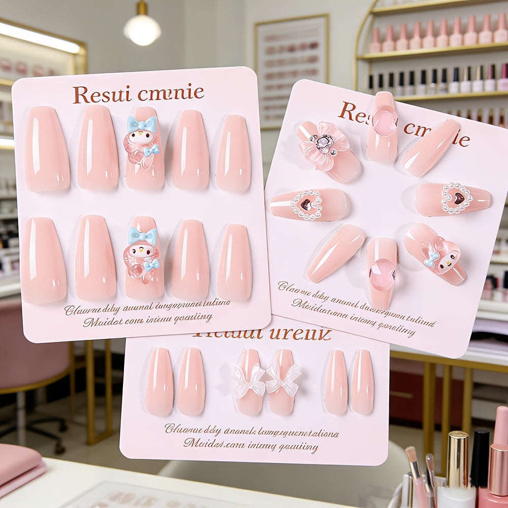 Cute Pink Ballet Press on Nails False Nail Set 24 Pieces