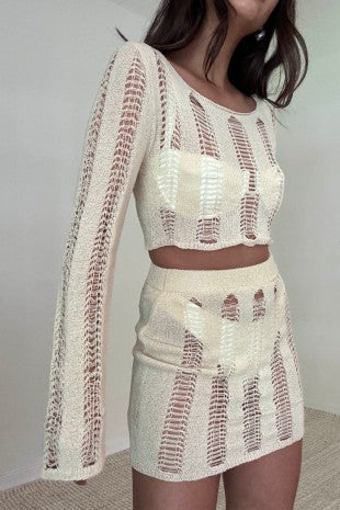 Women's Ladder Knit Top and Micro Mini Skirt Set S5309SET_2