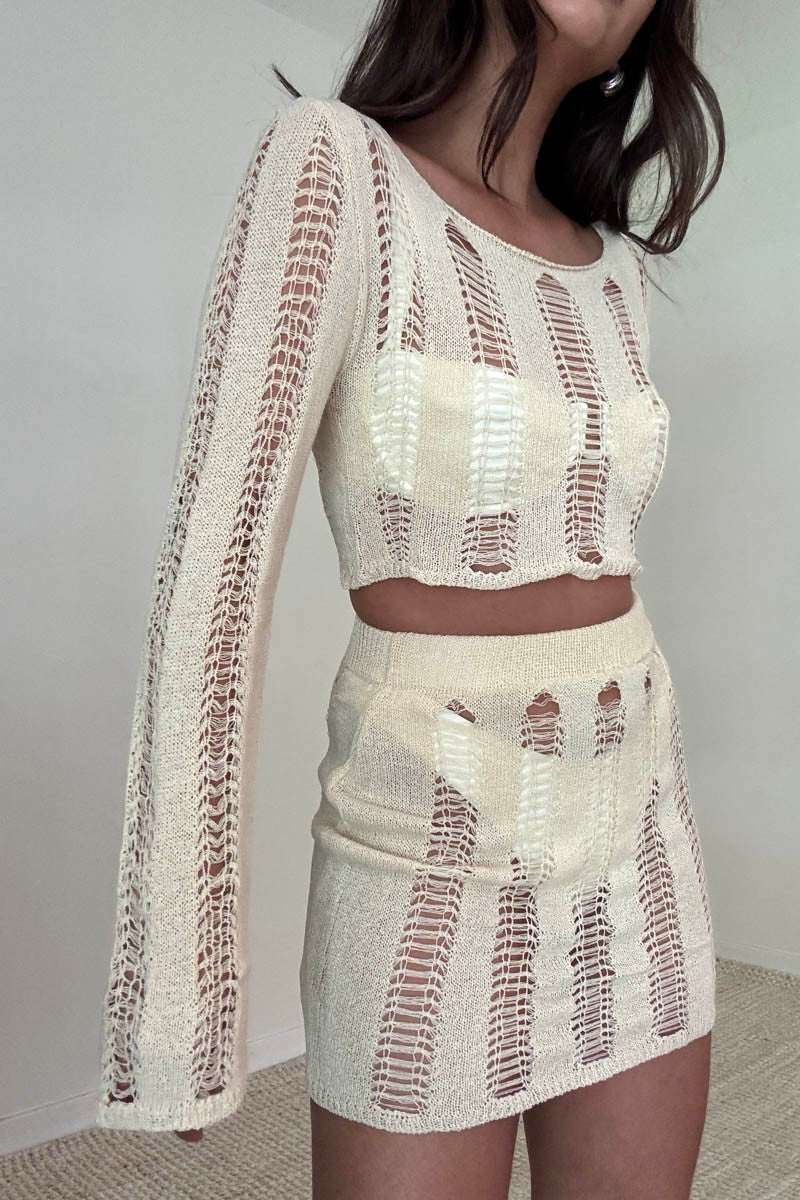 Women's Ladder Knit Top and Micro Mini Skirt Set S5309SET_2