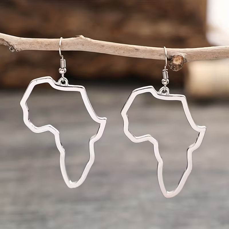 Women's African Map Drop Earrings Vintage Zinc Alloy Jewelry