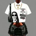 Women's Elegant OK Gesture Printed Lapel Collar Shirt