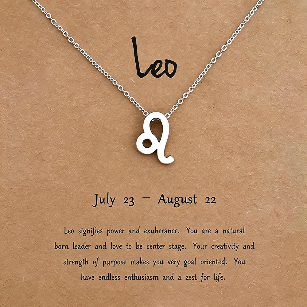 Women's Zodiac Constellation Pendant Necklace Elegant Stainless Steel Jewelry