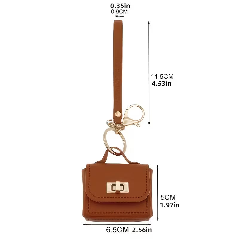 Women's PU Leather Mini Bag Keychain Stylish Coin Purse Accessory
