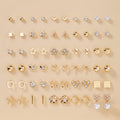 Women's Heart Bow Geometric Plated Glass 30-Pair Stud Earrings Set