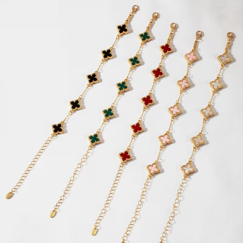 Women's Lucky Clover Pendant Golden-Tone Chain Elegant Bracelet Jewelry