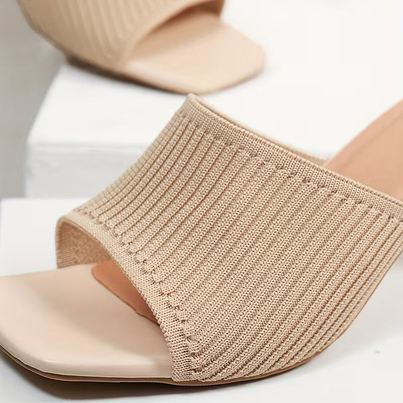 Women's Square Toe Chunky High Heel Sandals Slippers