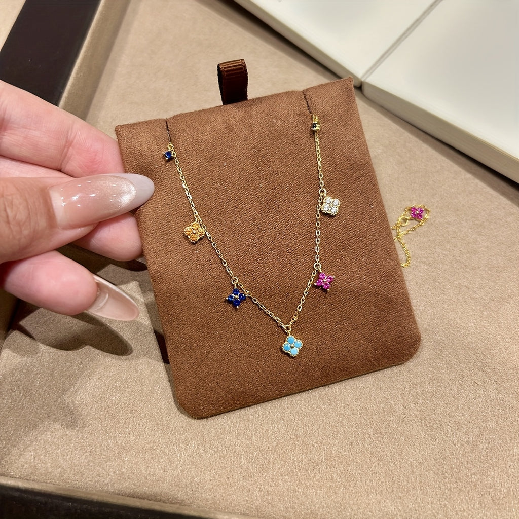 Women's Four-Leaf Flower Necklace Elegant Collarbone Chain 601105147890231