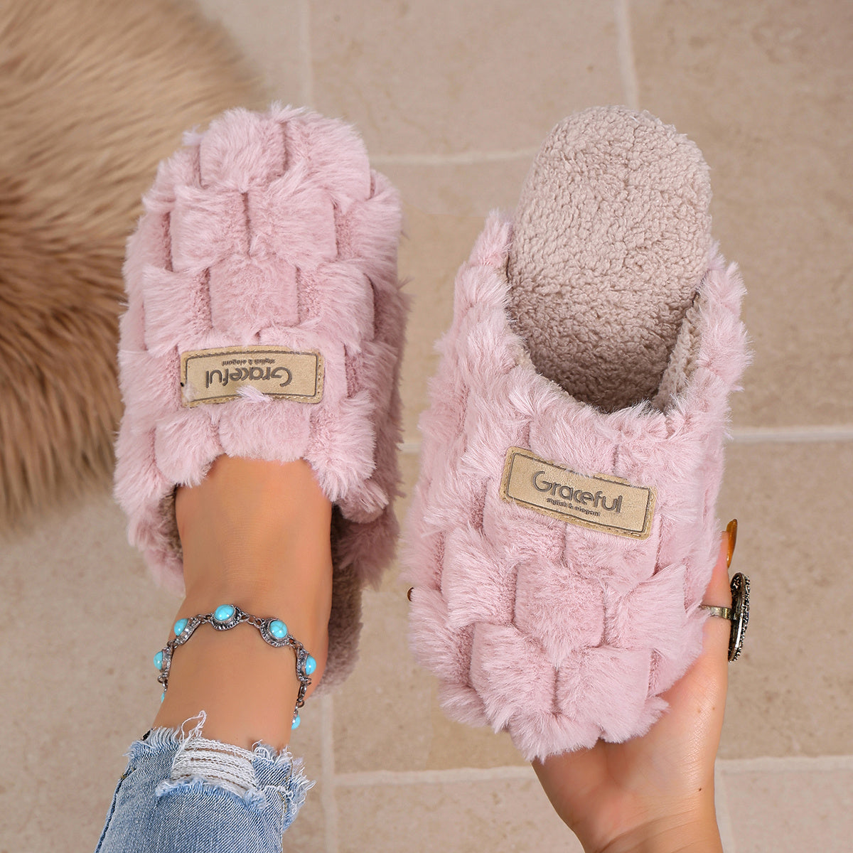 Women's Plaid Slide Slipper Casual Indoor Shoes