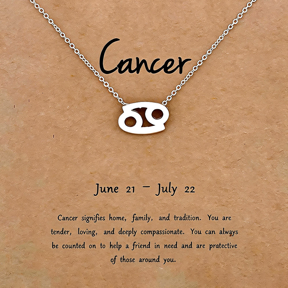 Women's Zodiac Constellation Pendant Necklace Elegant Stainless Steel Jewelry